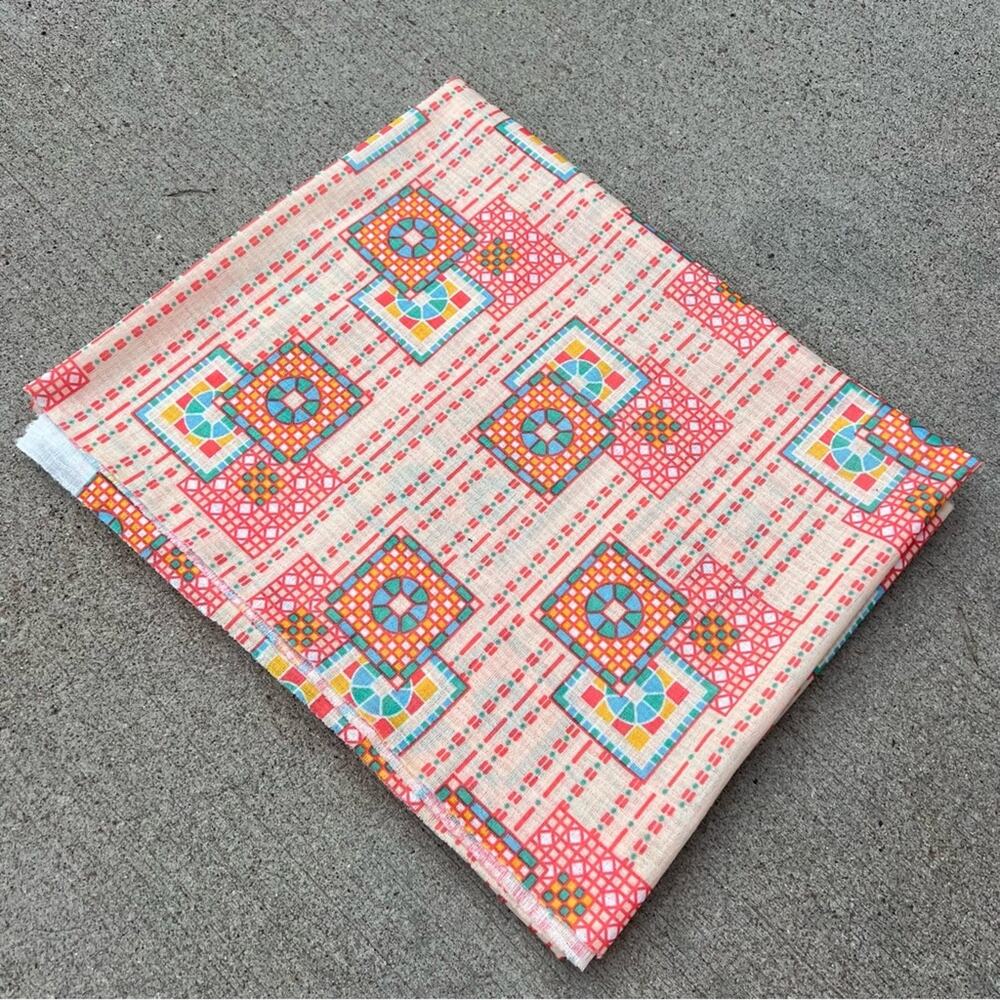 Vintage 60s 70s mod disco windowpane mcm groovy double knit poly fabric
